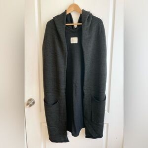 Lars Andersson Wool Cashmere Sleeveless Cloak Hoodie Sweater Sz 6 Dune Brutalist